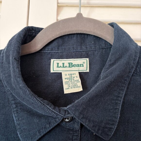 Vintage L.L. Bean shirtdress 16 corduroy navy blue cotton - Picture 4 of 8